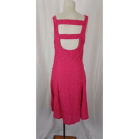 Bobeau Floral Lace Fit & Flare Summer Sun Tank Dress Womens L Stretch Hot Pink