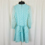 Vintage Polly Flinders Flocked Dressy Dress Girls 8 Drop Waist Pleated Twirl