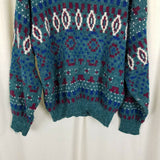 Vintage Le Tigre Diamond Mohair Look Geometric Knit Sweater Mens L 80s 90s