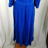 Lanz Originals Blue Velvet Fit & Flare Maxi Dress Formal Womens 14 Vintage Puff