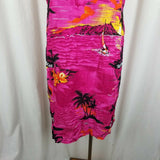 Barbados Hawaiian Tiki Hot Pink Scoop Neck Rayon Floral Tank Dress Womens M L