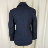 Talbots Petites Navy Blue Wool Silk Mottled Tweed Button Jacket Blazer Womens 6P