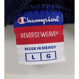 CHAMPION Embroidered Logo Reverse Weave Jersey Knit Crew Sweatshirt Mens L Navy