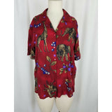 Tapestry Animals Elephants Giraffe Safari Zoo Print Tunic Blouse Top Womens M