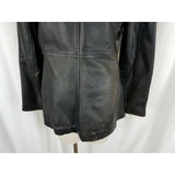 Marc New York Distressed Black Leather Jacket Womens M Fitted Tailored Button Up