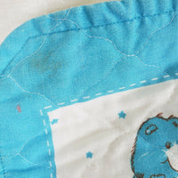 Vintage Care Bears Baby Quilt Wall Art Tapestry Patchwork Blanket Blue Pink 80s
