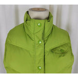 Gap Down Vest Womens S Snap Up Winter Quilted Puffer Knit Trim Chartreuse Lime