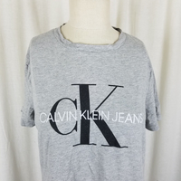 Calvin Klein Jeans Jersey Knit Short Sleeve T-shirt Top Womens L Stretch Gray