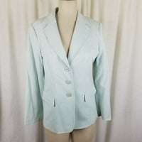 Talbots Petites Stretch Tailored Button Up Blazer Jacket Womens 10P Pastel Blue