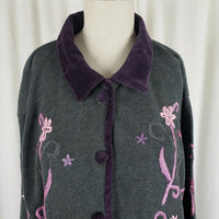 Mix Nouveau Knit Long Cardigan Sweater Coat Womens 20W Plus Coatigan Velvet Trim