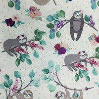 Sloths in Floral Crowns Brother Sister Design Studio Fabric 1 yard B94-PP-P32