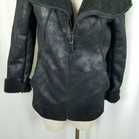 Unplugged Museum Brand Jacket Rancher Bomber Faux Shearling Womens S Black Coat