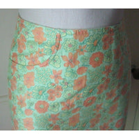 Lilly Pulitzer Floral Pencil Skirt Straight Short Denim Look Womens 2 Cotton