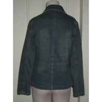 Vese Stretch Blue Jean Denim Blazer Style Jacket Womens M Faded Distressed 90s