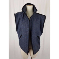 Sleeveless Mottled Flecked Wool Tweed Open Front Vest Womens 11 12 80s 90s Baggy