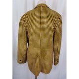 Vintage 60s Jane Justin 100% Wool Loud Checkered Yellow Blazer Jacket Womens 12