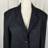 Esprit Collection Black Twill Blazer Jacket Womens L Vintage Preppy 3 Button 80s