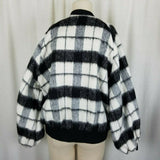 Forever 21 Contemporary Buffalo Plaid Mohair Wool Bomber Jacket Womens M Black