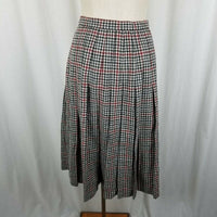 John Meyer Wool Checked Plaid Pleated Pinned Wrap Kilt Skirt Womens 10 Vintage