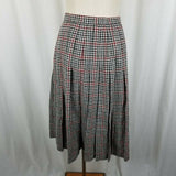 John Meyer Wool Checked Plaid Pleated Pinned Wrap Kilt Skirt Womens 10 Vintage