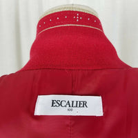 Escalier 100 Jeweled Zip Up Jacket Santana Knit Sweater Jacket Womens L Red Tan