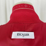 Escalier 100 Jeweled Zip Up Jacket Santana Knit Sweater Jacket Womens L Red Tan