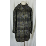 Vintage 50s Union Made Plaid Jackie O Mod MCM Woven Wool Peacoat Coat Womens L