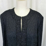 Laurence Kazar Heavily Beaded Black Silk Blazer Jacket Womens PL USA Formal