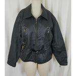 Vintage Hide Park Belted Black Leather Motorcycle Jacket Womens S M Fitted Zip