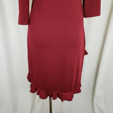 Matti Mamane Maroon Ruffled Ruched Faux Wrap Jersey Knit Dress Womens 2 M NWT
