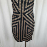 Express Gold Sequined Sheer Fitted Black Sexy Bodycon Party Dress Womens S