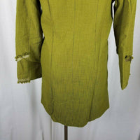 Paula Hian Luxe Raw Edge Metallic Trim Woven Long Blazer Jacket Coat Womens S