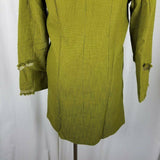 Paula Hian Luxe Raw Edge Metallic Trim Woven Long Blazer Jacket Coat Womens S