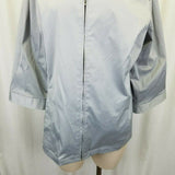 Weekends by Chico's 3/4 Sleeves Jacket Womens 3 XL 16 Silver Gray Pleated Collar