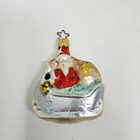 Vintage Painted Glass Figural Santa Claus in Sleigh Christmas Tree Ornament Spun