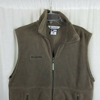 Columbia Fleece Vest Full Zip Up Lightweight Mens M Beige Gray Outdoor Adventure