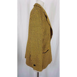 Vintage 60s Jane Justin 100% Wool Loud Checkered Yellow Blazer Jacket Womens 12