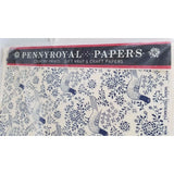 Vintage PennyRoyal Papers Gift Wrap Wrapping Paper Blue Pheasants 8 Sheets 1982