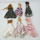 Vintage Mid Century Dolls 7 in Jester Victorian Ball Gowns Lot of 6 Sleepy Eyes