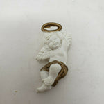 Vintage White & Gold Cherub Wearing a Halo Pin Brooch Christian Religious Church