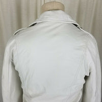 Imperial Asymmetrical Side Zip White Leather Moto Biker Jacket Womens XS Italy