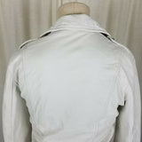 Imperial Asymmetrical Side Zip White Leather Moto Biker Jacket Womens XS Italy