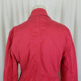 LL Bean Cotton Canvas Stretch Blazer Jean Jacket Womens S Three Button Up Coral