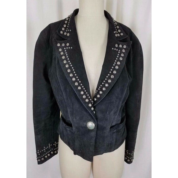 Vintage Frontier Collection Studded Black Leather Motorcycle Jacket Womens S M