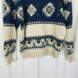 The Lodge Wool Nordic Snowflake Crewneck Pullover Knit Sweater Men's M Vintage