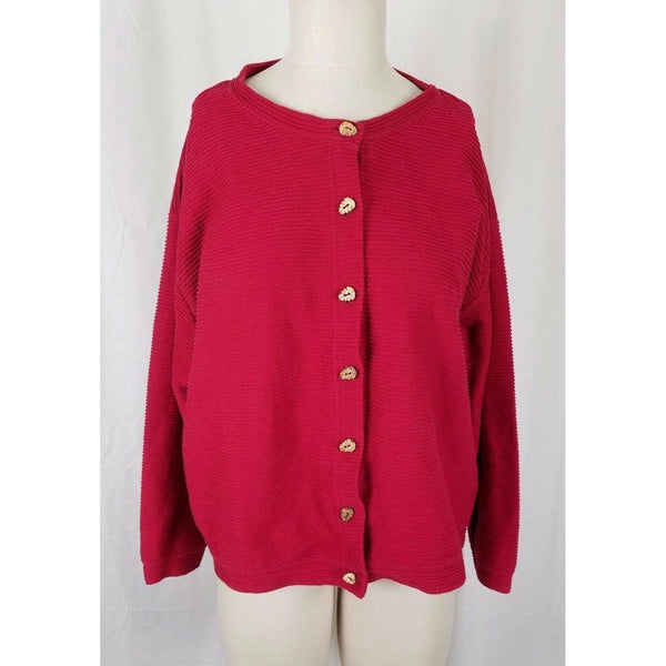 Coldwater Creek Petites Ribbed Jersey Knit Button Up Sweater Jacket Womens PXL