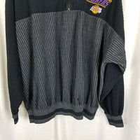 Vintage Los Angeles Lakers Lee Pullover Ribbed Henley Fleece Jacket Mens 2XL 80s