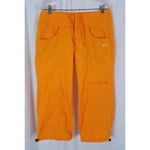 Nike Cropped Parachute Capri Pants Cinch Ankles Womens M Cotton Yellow Orange