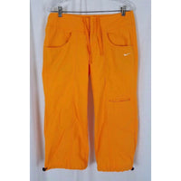 Nike Cropped Parachute Capri Pants Cinch Ankles Womens M Cotton Yellow Orange