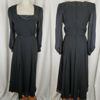 Alan Ray & Co Original Black Long Maxi Dress Jacket Suit Womens M FORMAL GOWN